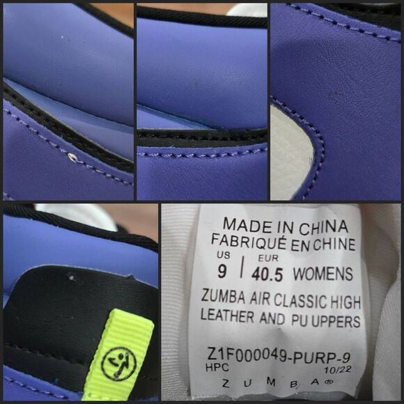 Zumba Air Classic Purple White High Top Unisex Sneakers(F003)-Size 9 - Picture 11 of 11